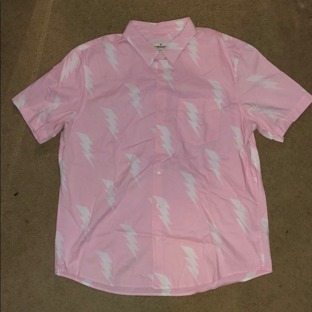 American Eagle Men’s Pink Short Sleeve Button Up